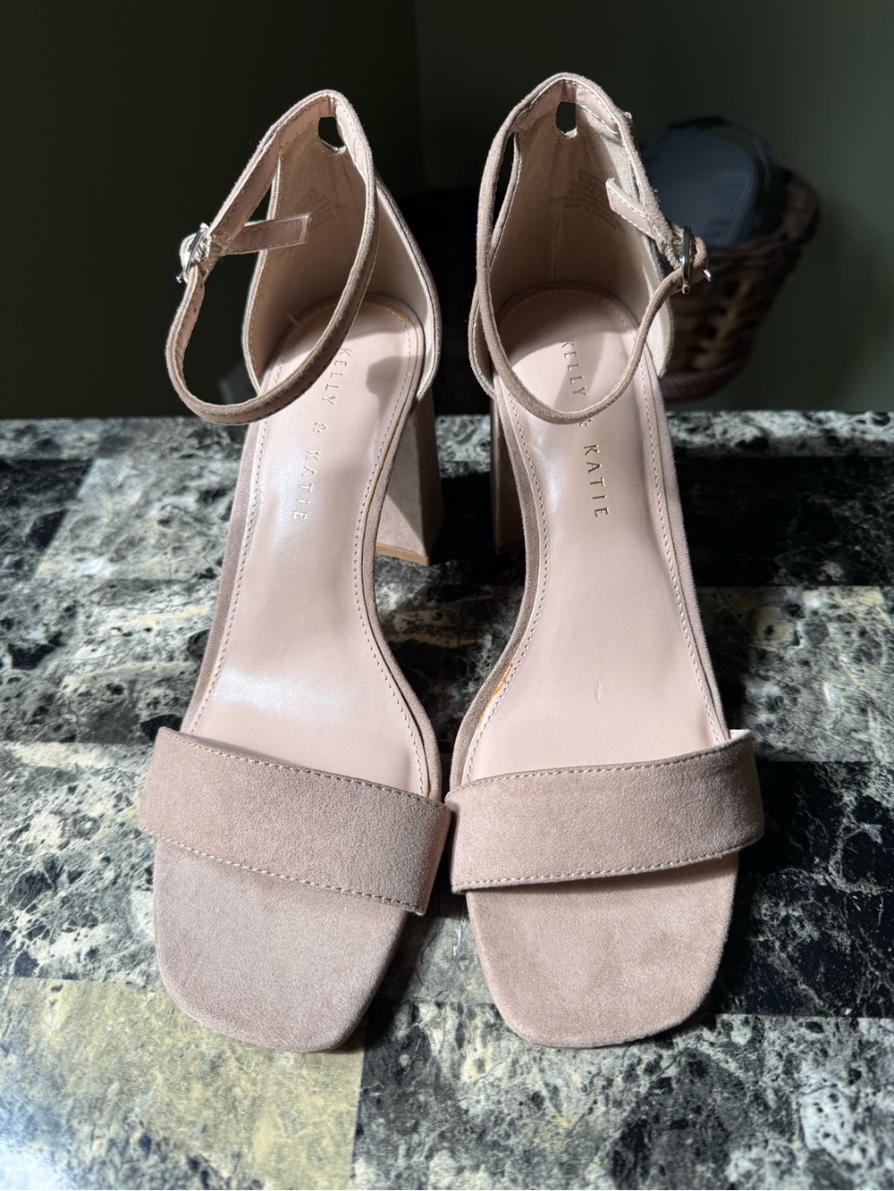 Kelly & Katie Tan Suede Block Heel Sandals
